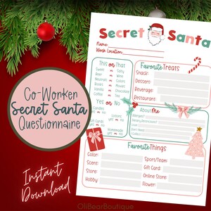 Co-Worker Wichtel Fragebogen, Büro Wichtel, Weihnachtsfragebogen, Printable Wichtel, Wichtelwunschliste