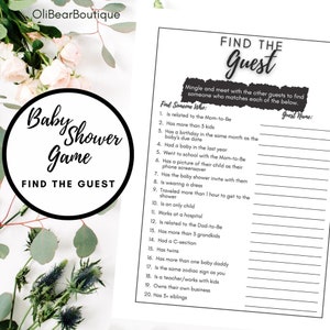 Find the Guest Baby Shower Game, Instant Download Baby Shower Game, Modern Baby Shower Theme, Gender Neutral Baby Shower, Baby Shower Game