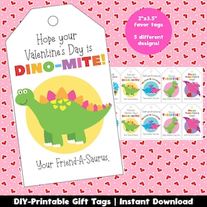 Dinosaur Valentine, DIY Valentine, Printable Valentine, Classroom Valentine, Class Valentine, Kids Valentine Cards, Dinosaur Gift Tag
