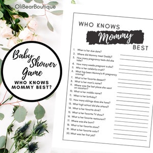 Who Knows Mommy Best Baby Shower Game, Instant Download Baby Shower Game, Modern Baby Shower, Gender Neutral Baby Shower, Baby Shower Game