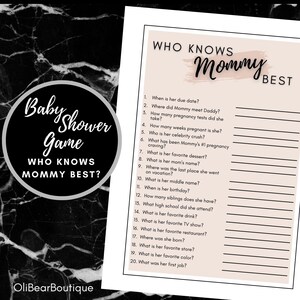 Baby Shower Game, Who Knows Mommy Best Baby Shower Game, Instant Download Baby Shower Game, Modern Baby Shower, Gender Neutral Baby Shower