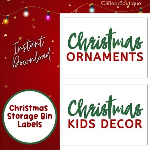 Christmas Bin Storage Labels, Christmas Organization, Christmas Storage, Storage Container Label ...