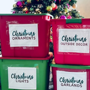 Christmas Bin Storage Labels, Christmas Organization, Christmas Storage, Storage Container Label, Container Labels, Garage Storage Labels