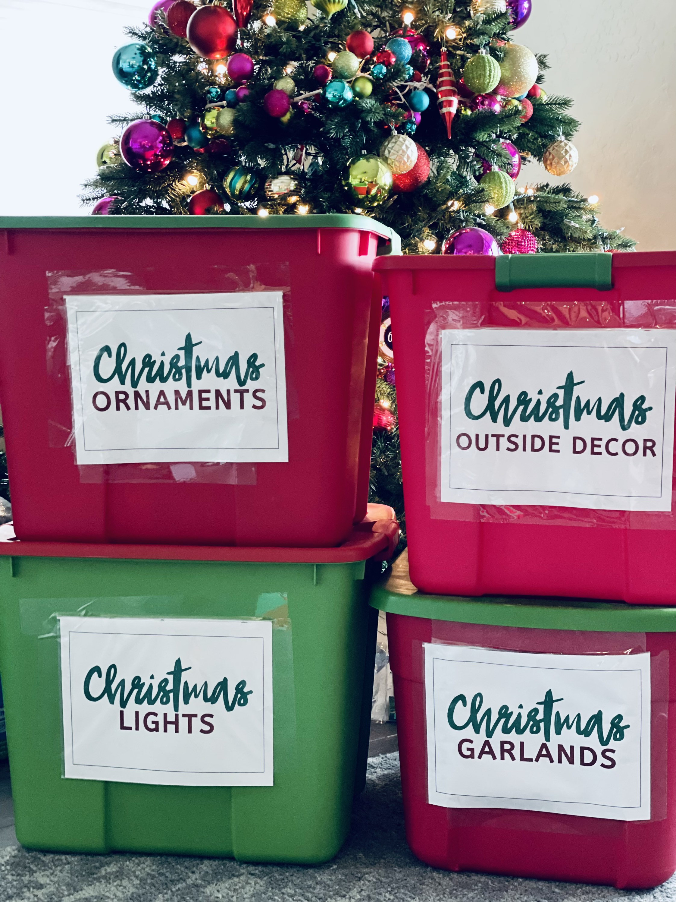 Christmas Bin Storage Labels, Christmas Organization, Christmas