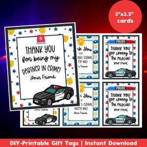 Police Birthday Party, Police Party, Police Birthday Favor Tag, Police Party Gift Tag, Police Birthday Thank You, Police Party Favor