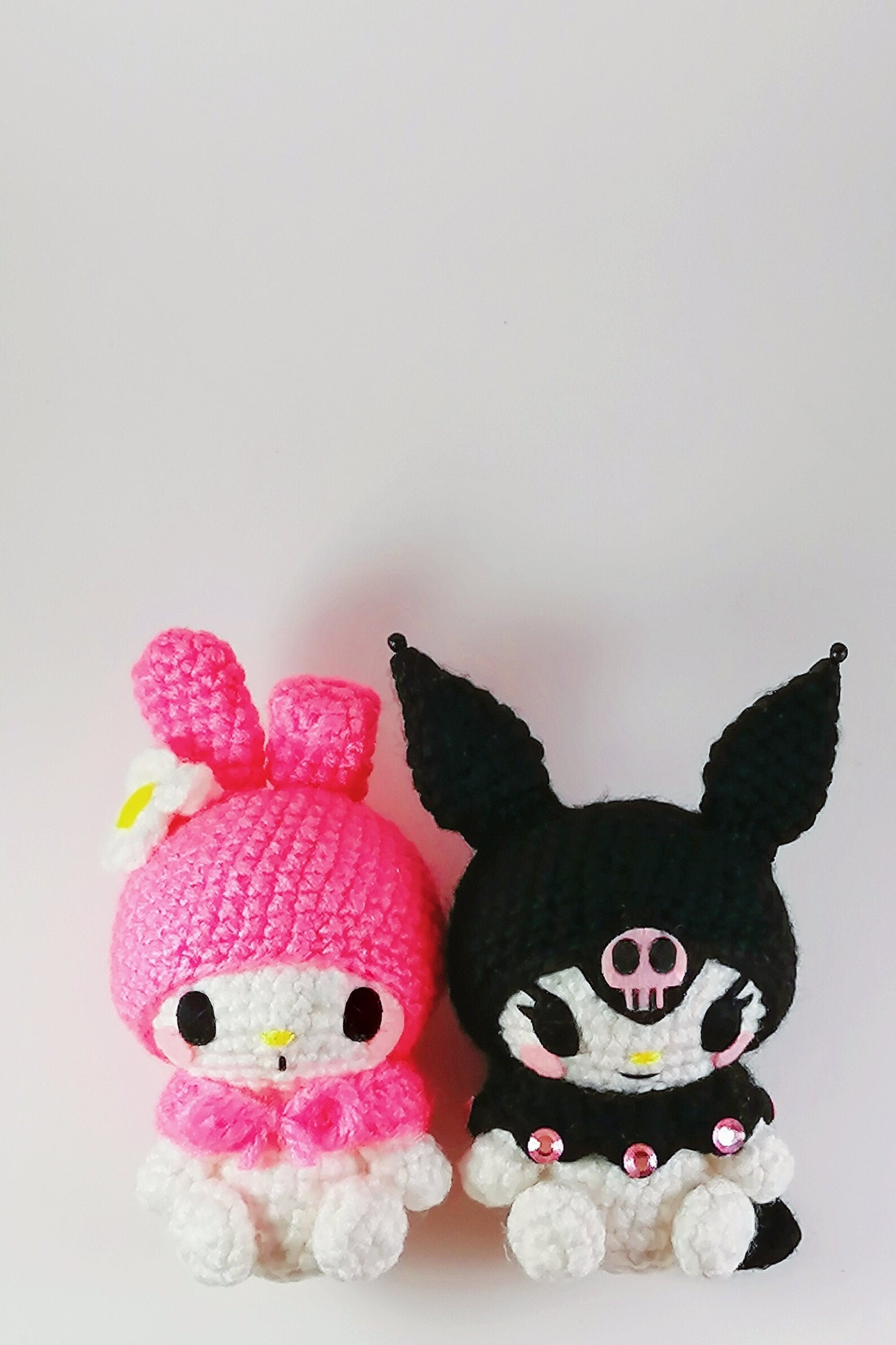 My Melody and Kuromi Inspired Amigurumi Keychain Set Etsy