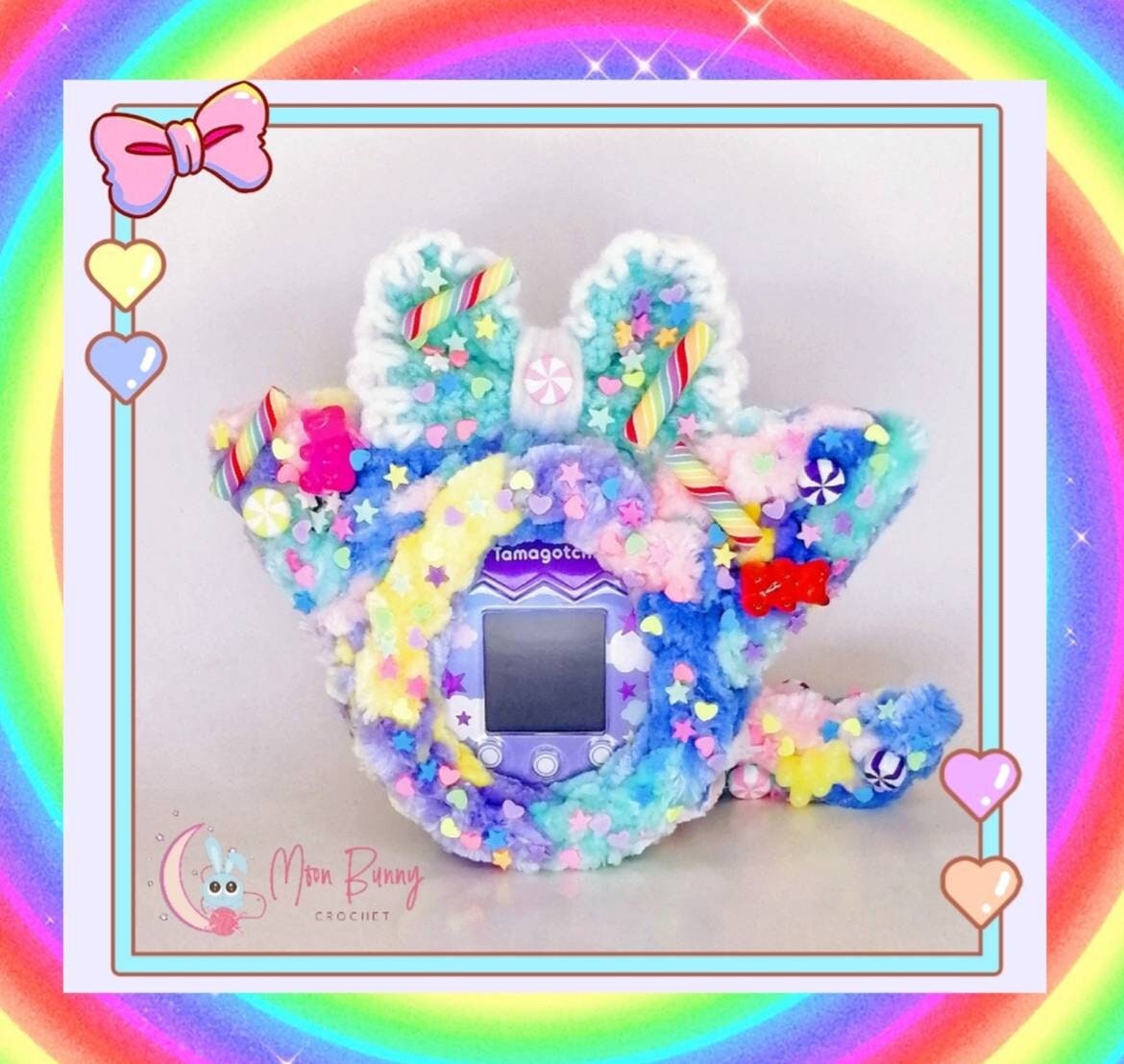 Sweet Rainbow Kitty Velvet Tamagotchi Cover