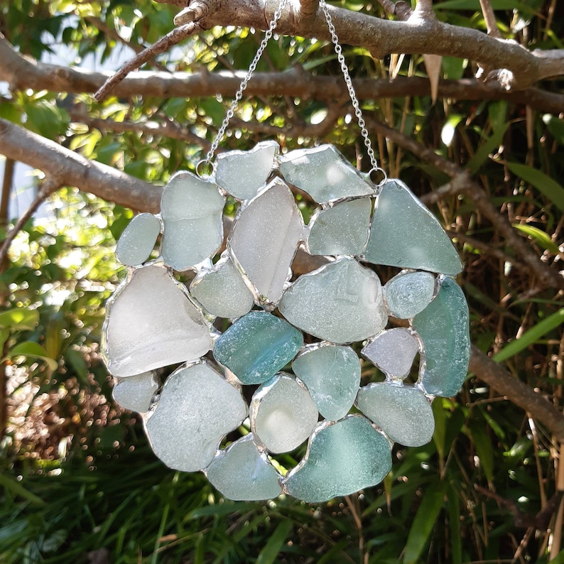 Sea Glass Suncatcher Stained Glass suncatcher Seafoam Etsy