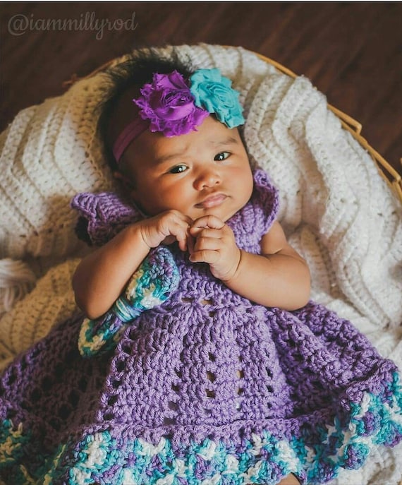 Crochet Kit for Butterfly Baby Girl Dress, Size 3 months, 6 months, and 9-12  mon