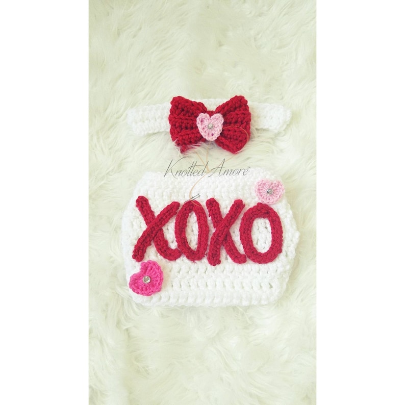 heart newborn set photo prop baby girl outfit crochet newborn outfit baby girl set xoxo baby set Valentine/'s day newborn outfit
