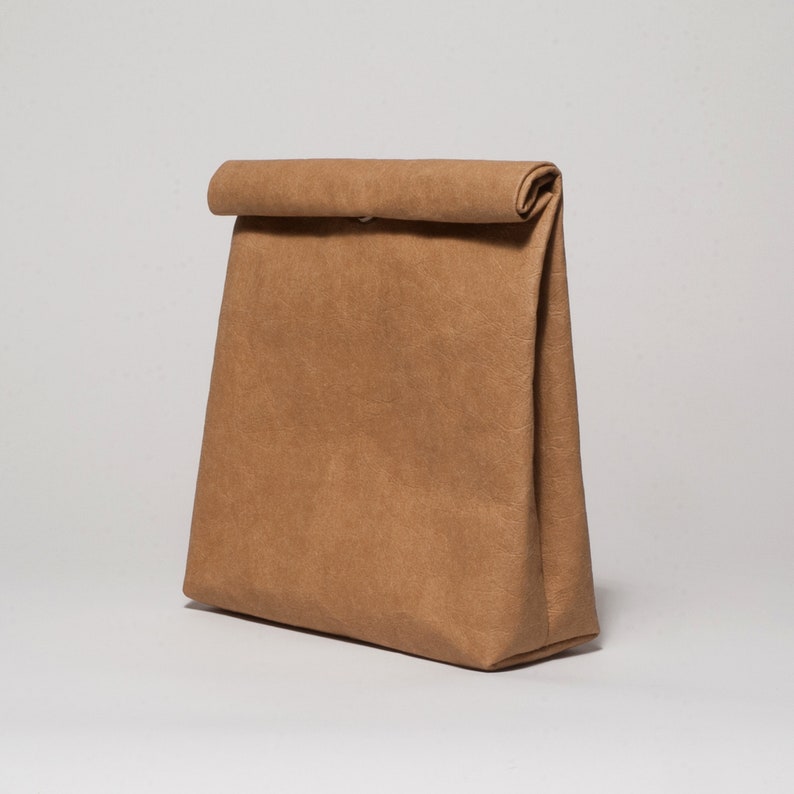 Vegan Leather Lunch Bag Tan Vegan Friendly Reusable Etsy UK