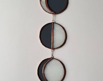 Vertical New Moon to Full Moon 5 Piece Lunar Phase- Gray/Milky White/Copper