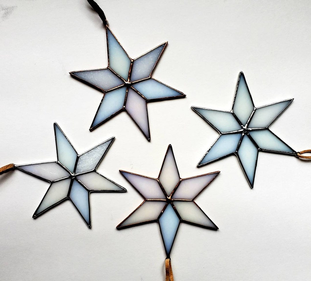 6 Point Stars-white W/ Iridescent Finish - Etsy