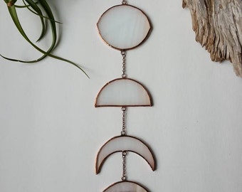 Vertical 5 Lunar Phase with Quartz Crystal-Small White/Copper