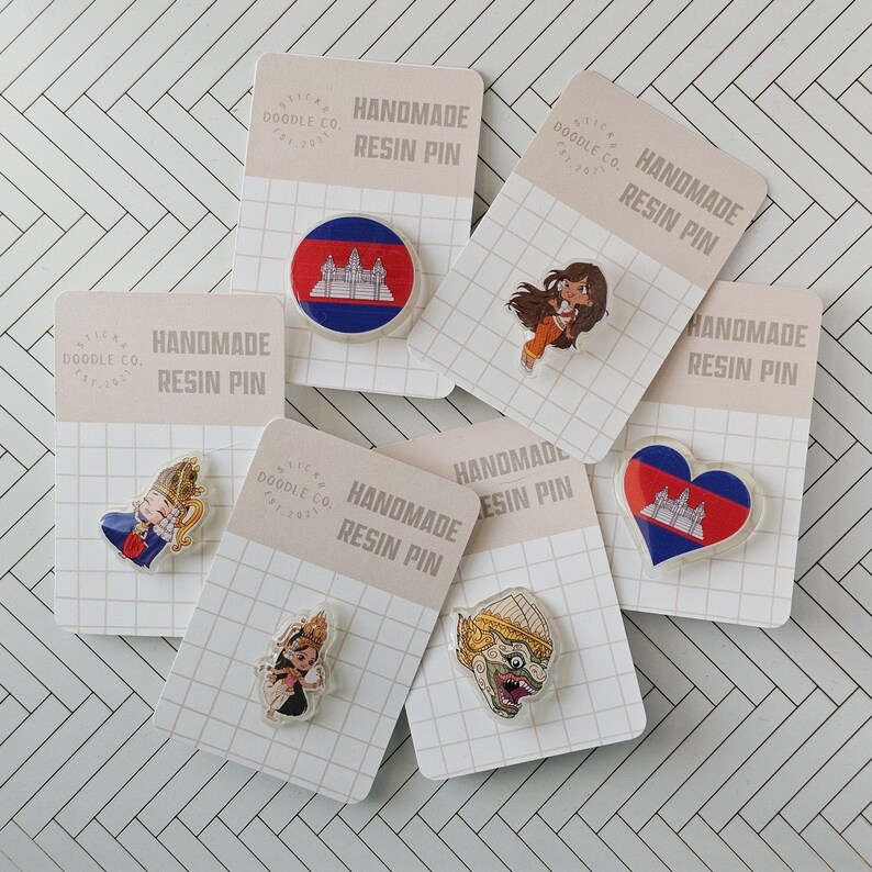 Cambodian Resin Pins 30mm Khmer Handmade Resin Pin Etsy