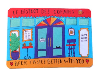 Carte beer tastes better with you - carte ami  - carte colorée - carte bière - carte alcool - meilleure amie - amie - carte a message