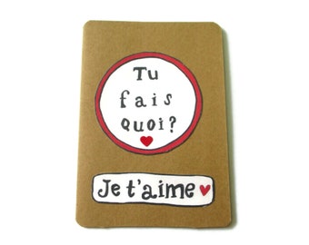 Anniversary Card - Valentines Card - handmade card - french card - je t'aime card - greeting card - love card - husband - wife - girlfriend