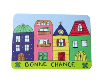 Carte bonne chance - carte trèfle - carte trèfle à 4 feuilles - carte colorée - message positif - meilleure amie - amie - carte a message