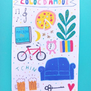 Carte colocataire - carte ami - carte colorée - carte meilleur coloc - carte coloc d'amour - meilleure amie - fin de coloc carte een bericht afbeelding 3