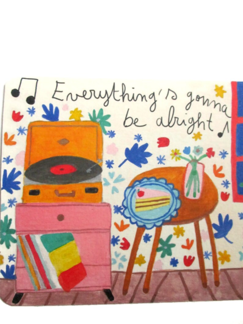 Carte every things gonna be alright - carte réconfort - carte musique - message positif - ca va aller - encouragement - carte a message image 3