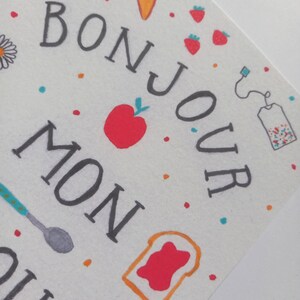 Cartão de amor - cartão bonjour mon amour - francês - cartão de café da manhã - cartão de aniversário - esposa - cartão de dia dos namorados - parceiro - amor - dia dos namorados imagem 4