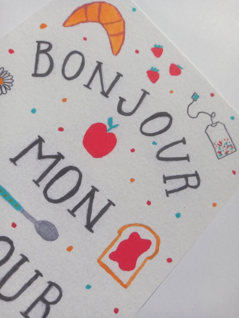 Cartão de amor - cartão bonjour mon amour - francês - cartão de café da manhã - cartão de aniversário - esposa - cartão de dia dos namorados - parceiro - amor - dia dos namorados imagem 4