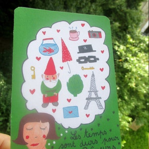 Cartão de aniversário ilustrativo Amelie - Ilustração Amélie Poulain - Estampa Amélie - Cartão fofo - Filme Amélie Poulain imagem 3