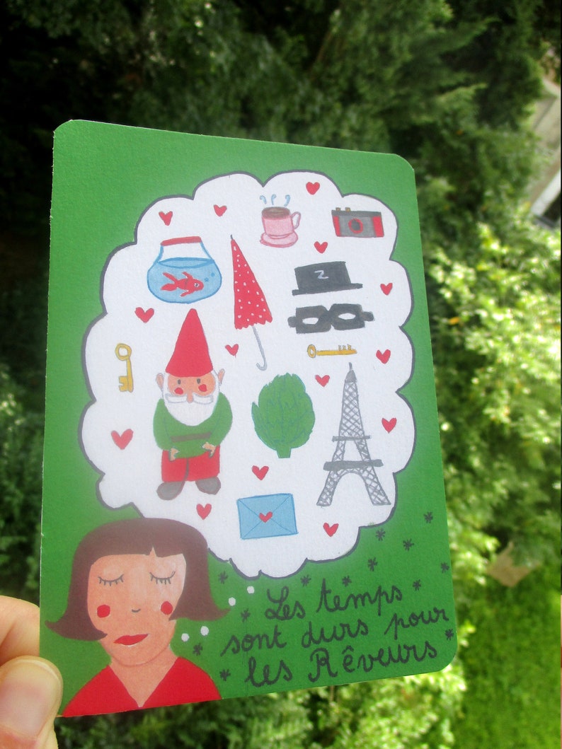 Cartão de aniversário ilustrativo Amelie - Ilustração Amélie Poulain - Estampa Amélie - Cartão fofo - Filme Amélie Poulain imagem 3