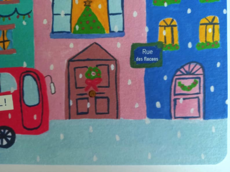Carte Joyeux Noël, Carte de Noël, Carte de Vœux, Fête, Joyeux Noël, bus de noel, sapin, ville de noël, Célébration, image 4