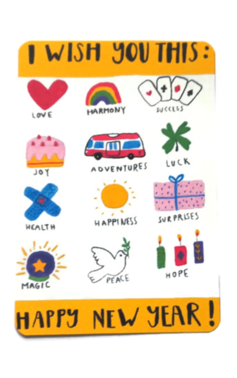 Carte I whish you this, carte de voeux, carte bonne année, message positif, carte colorée, carte message image 2