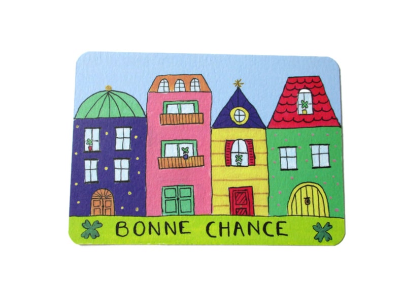 Carte bonne chance - carte trèfle - carte trèfle à 4 feuilles - carte colorée - message positif - meilleure amie - amie - carte a message image 1