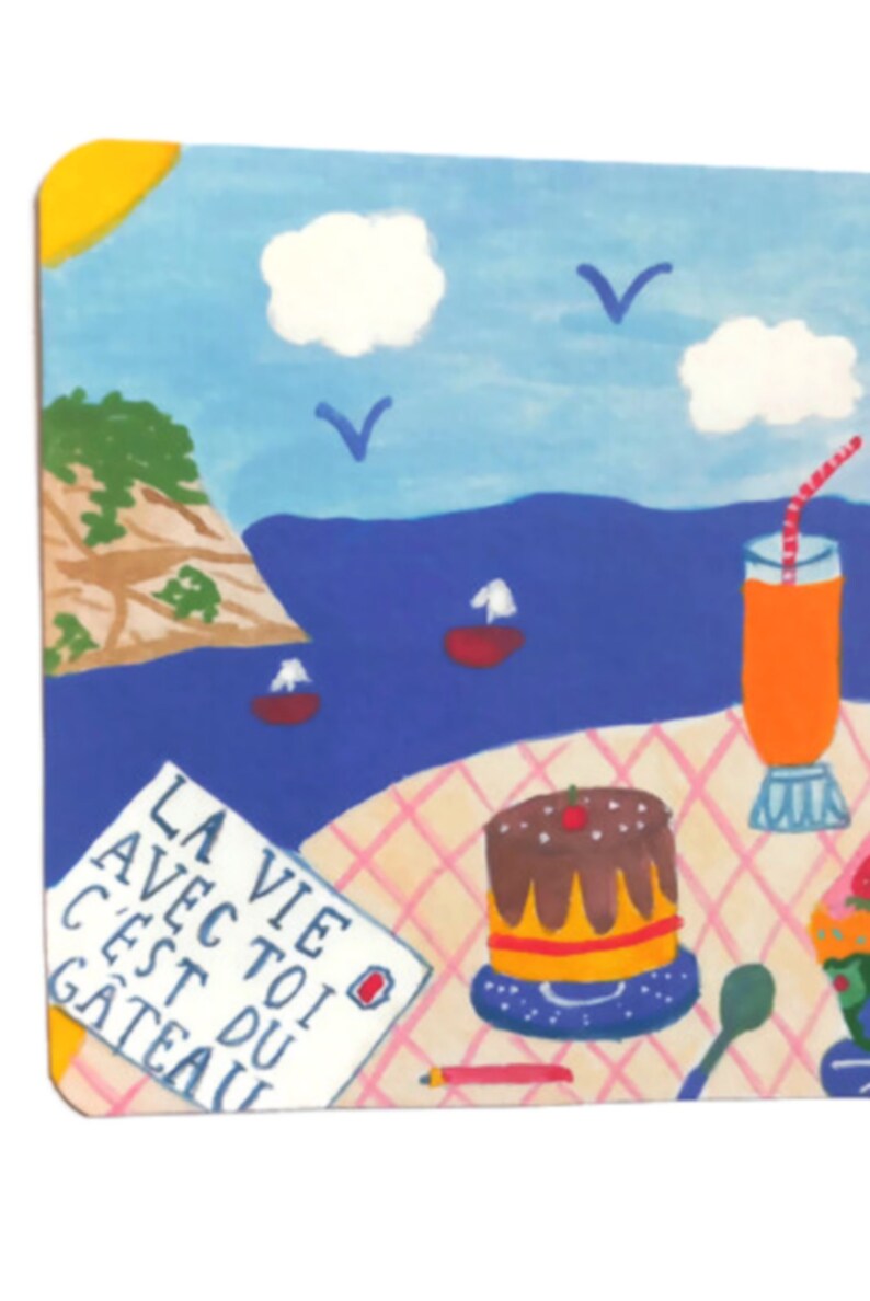 Carte La vie avec toi c'est du gâteau - carte amour - carte gâteau - message positif - plage - saint valentin - carte a message image 4