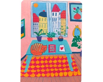 Home sweet home - carte chat - carte positive - carte déménagement - message positif - meilleure amie - carte a message