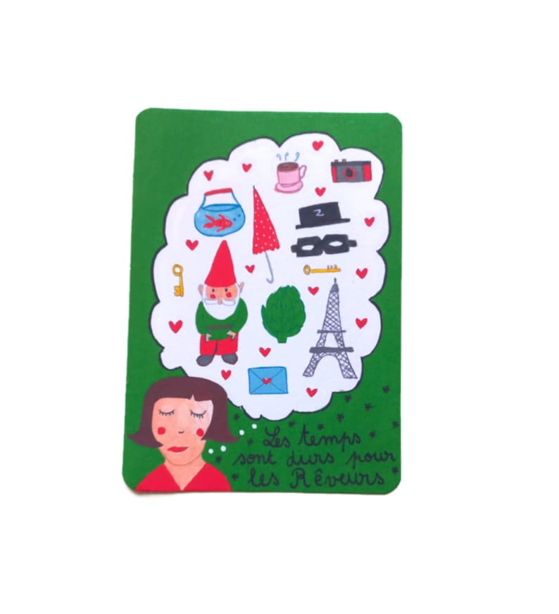 Cartão de aniversário ilustrativo Amelie - Ilustração Amélie Poulain - Estampa Amélie - Cartão fofo - Filme Amélie Poulain imagem 1