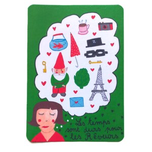 Cartão de aniversário ilustrativo Amelie - Ilustração Amélie Poulain - Estampa Amélie - Cartão fofo - Filme Amélie Poulain imagem 2