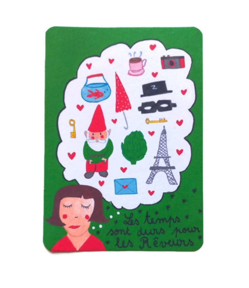 Cartão de aniversário ilustrativo Amelie - Ilustração Amélie Poulain - Estampa Amélie - Cartão fofo - Filme Amélie Poulain imagem 2