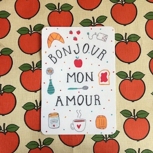 Carte Bonjour mon amour - carte amour - carte petit déjeuner - femme - fiancée - petite amie - saint valentin - carte a message positif