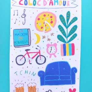Carte colocataire - carte ami - carte colorée - carte meilleur coloc - carte coloc d'amour - meilleure amie - fin de coloc carte een bericht afbeelding 2