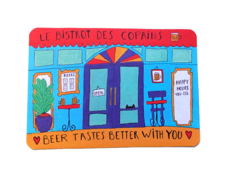 Carte beer tastes better with you - carte ami - carte colorée - carte bière - carte alcool - meilleure amie - amie - carte a message image 1