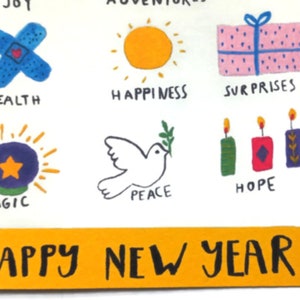 Carte I whish you this, carte de voeux, carte bonne année, message positif, carte colorée, carte message image 4