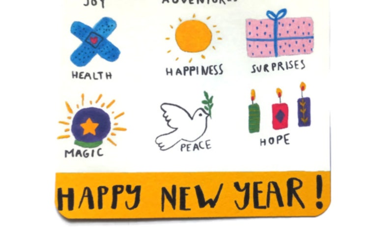 Carte I whish you this, carte de voeux, carte bonne année, message positif, carte colorée, carte message image 4