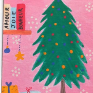 Cartão Le plus beau des Noëls, Cartão de Natal Francês, Cartões de Natal de Gato, Cartão de Natal, Cartão Sazonal, Cartão de Felicitações de Gato, Cartão de Natal Feito à Mão imagem 4