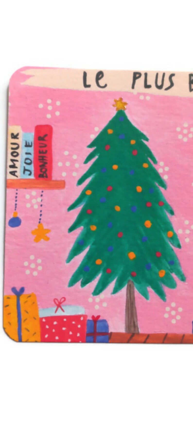 Cartão Le plus beau des Noëls, Cartão de Natal Francês, Cartões de Natal de Gato, Cartão de Natal, Cartão Sazonal, Cartão de Felicitações de Gato, Cartão de Natal Feito à Mão imagem 4
