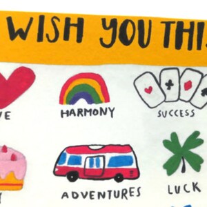 Carte I whish you this, carte de voeux, carte bonne année, message positif, carte colorée, carte message image 3
