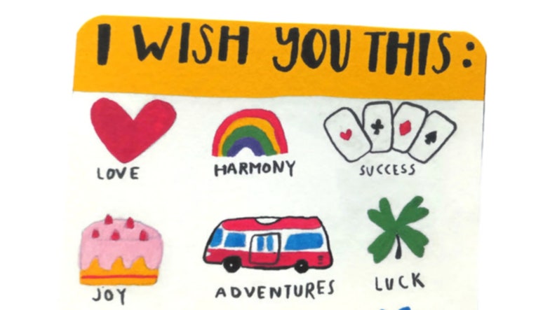 Carte I whish you this, carte de voeux, carte bonne année, message positif, carte colorée, carte message image 3