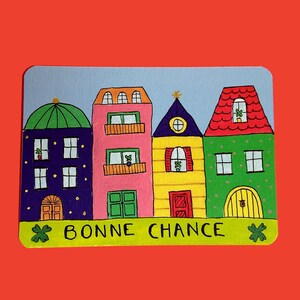 Carte bonne chance - carte trèfle - carte trèfle à 4 feuilles - carte colorée - message positif - meilleure amie - amie - carte a message image 2