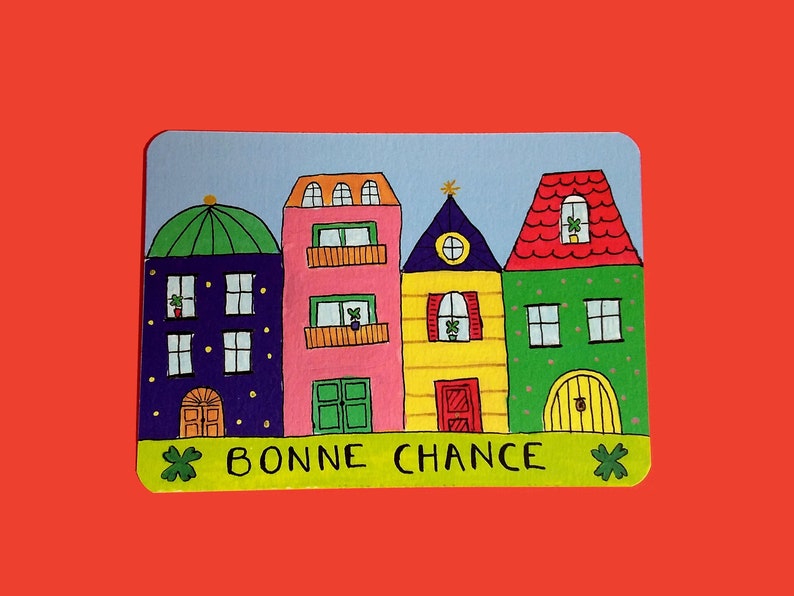Carte bonne chance - carte trèfle - carte trèfle à 4 feuilles - carte colorée - message positif - meilleure amie - amie - carte a message image 2