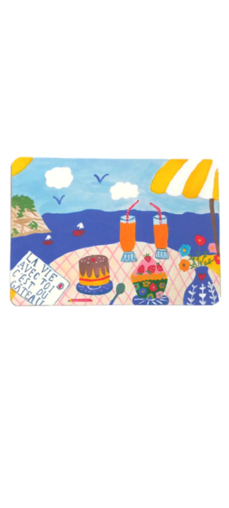 Carte La vie avec toi c'est du gâteau - carte amour - carte gâteau - message positif - plage - saint valentin - carte a message image 1