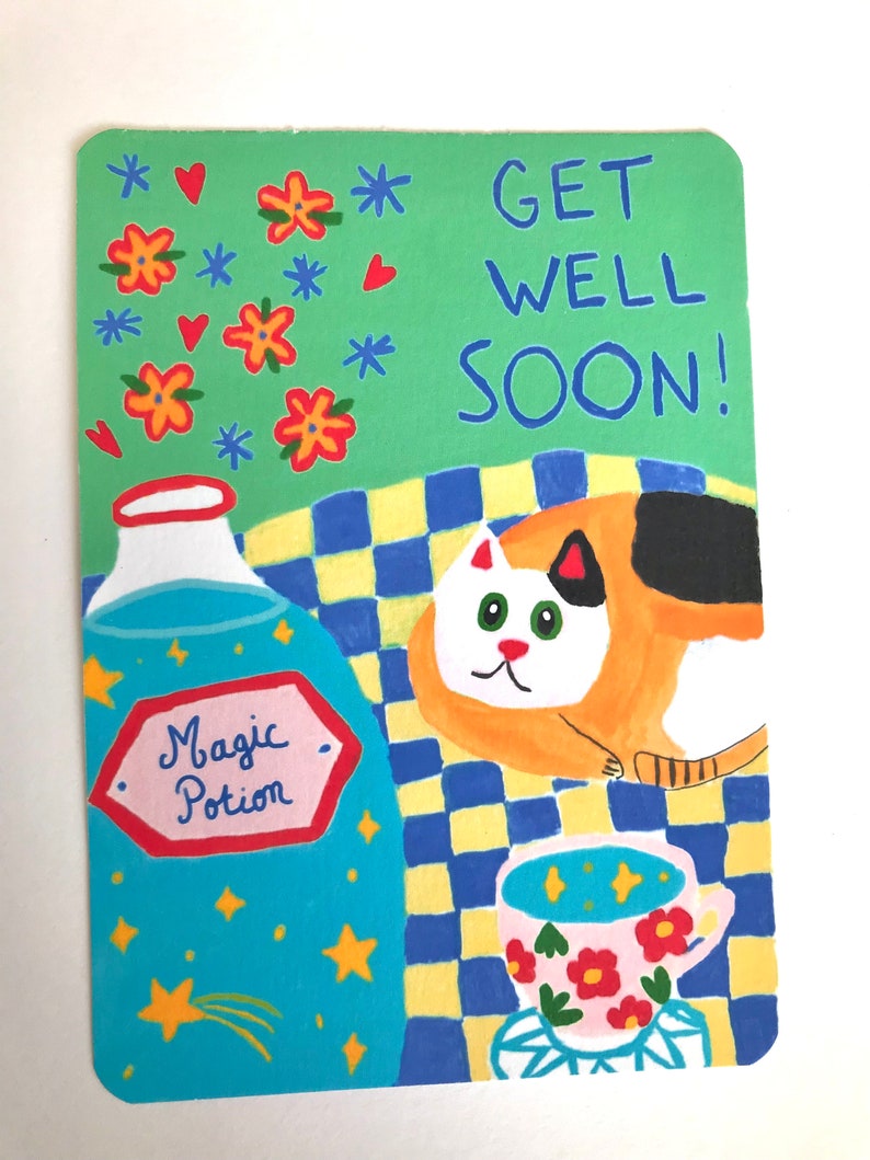 Carte get well soon - carte réconfort - carte bon rétablissement - message positif - ca va aller - encouragement - carte a message image 2