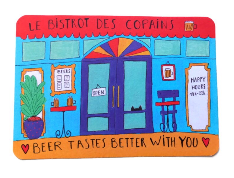 Carte beer tastes better with you - carte ami - carte colorée - carte bière - carte alcool - meilleure amie - amie - carte a message image 2